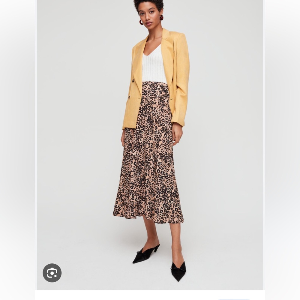 Wilfred Animal Print Midi Skirt Black Brown Women's Size 0